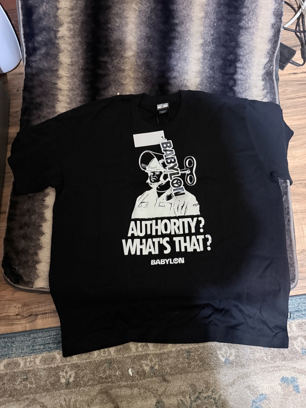 Men's Black Graphic Tee - 'Authority? What's That?'